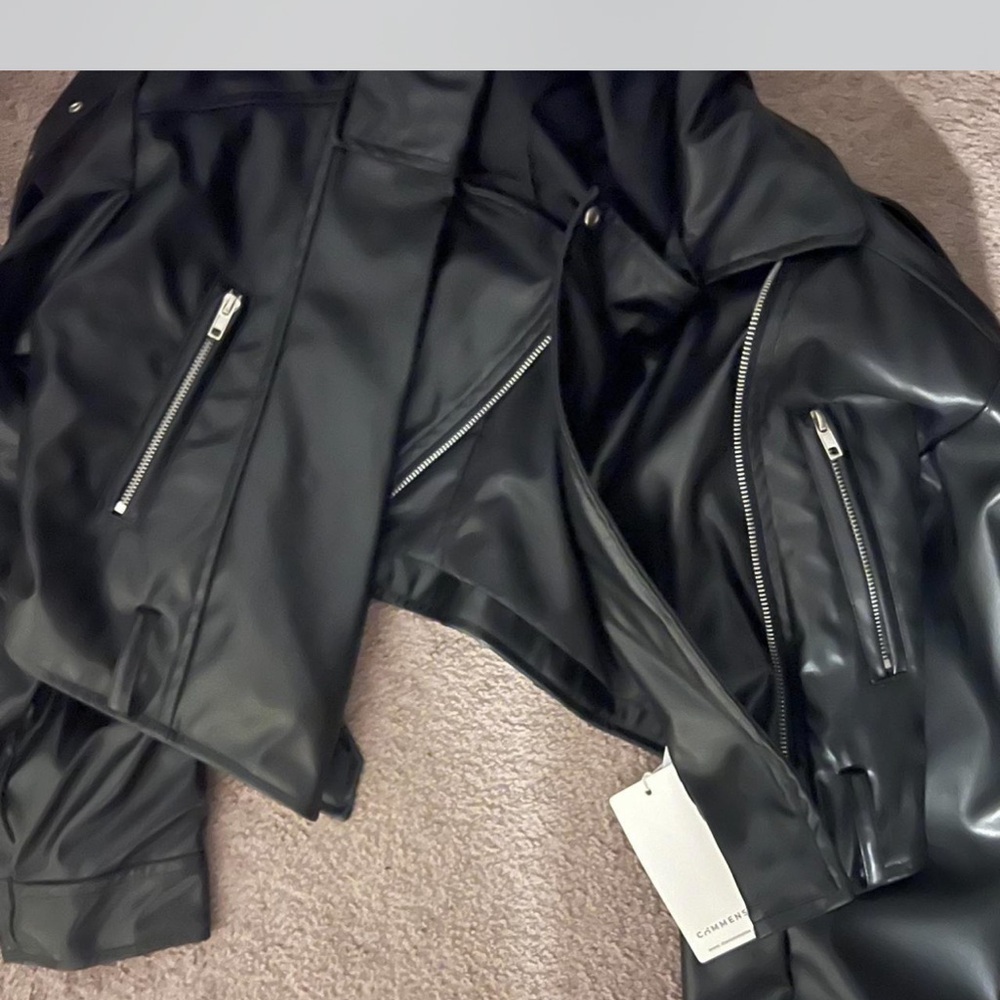 Commense Black Leather Jacket